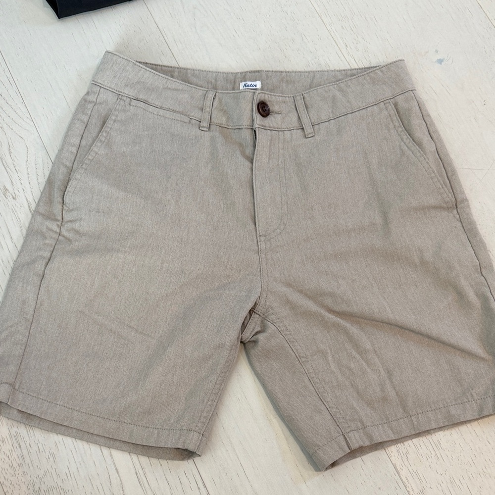 Katin Men's Light Brown Flat Front Shorts - 29W